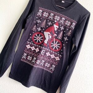 TWIN SIX bikes holiday Santa Cycling long sleeve top black Small